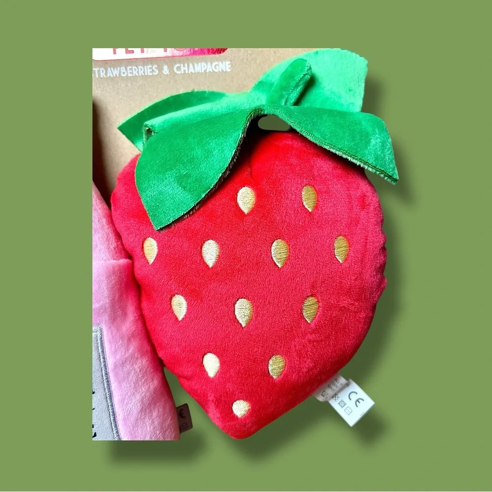 Winifred & Lily Love Potion Champagne Strawberry Plush Squeaker Pet Dog Toy